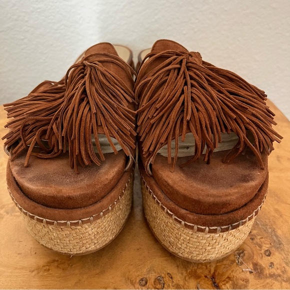 Stuart Weitzman Wiggleroom Suede Leather Fringe Espadrille Wedge Platform Sandal - Picture 9 of 14